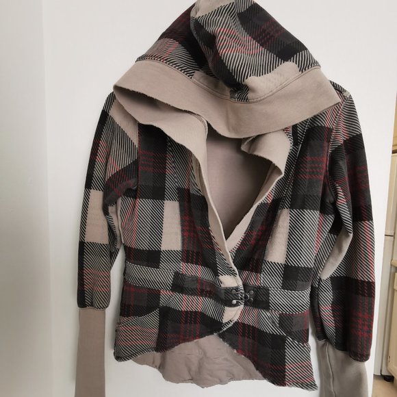 Blazer style plaid sweater jacket - Picture 1 of 5
